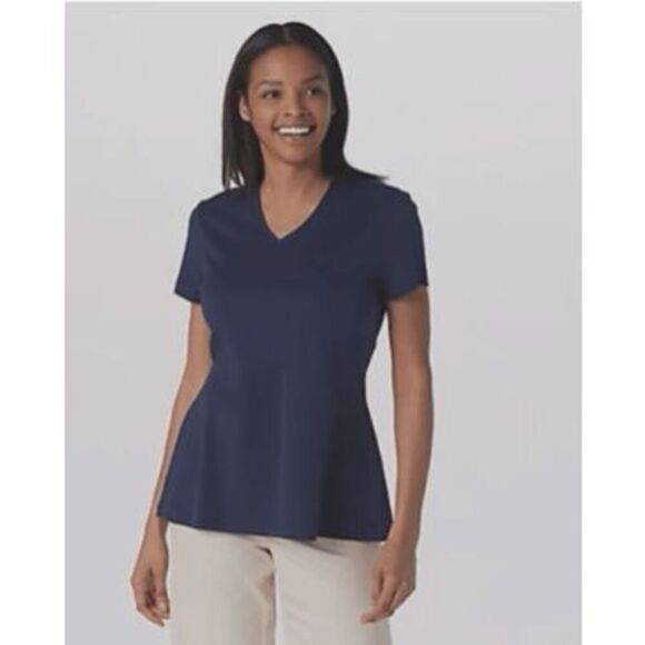 Isaac Mizrahi Live! Womens 4X Swing Top Dark Navy Pima Cotton Silky Knit NWT - Picture 1 of 2